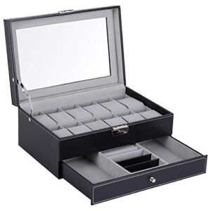 Hossejoy Leather Watch Box 12 Mens Watch Organizer