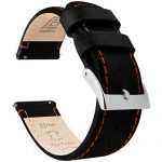 16mm Black Orange Leather Watch Band Strap