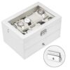 Watch Box Lockable Organizer Display Case with Glass Top White