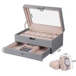 12 Slots Watch Box Organizer with Valet Drawer