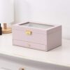 Jewelry Organizer Box for Women with Glass Top