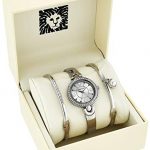 Swarovski Crystal Accented Silver-Tone Watch and Bangle Set Anne Klein