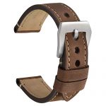 WOCCI 18mm Watch Band, Dark Brown Saddle Style