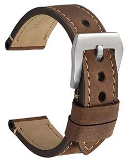 WOCCI 18mm Watch Band, Dark Brown Saddle Style