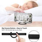 Digital Alarm Clock,Large Mirrored LED Clock,Snooze