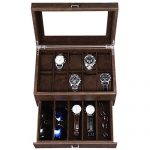 BEWISHOME Watch Box Luxury Watch Case -10 Slots