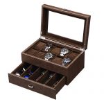 BEWISHOME Watch Box Luxury Watch Case -10 Slots