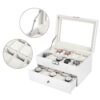 Watch Box Lockable Organizer Display Case with Glass Top White