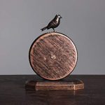 Vintage Cottage Metal Table Clock with Bird