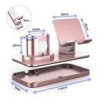 180° Rotation 3-in-1 Phone Charger Stand Holder – Rose Gold Dock for iPhone, Apple Watch & AirPods