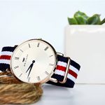 Men's Fashion Watch: Rose Gold Minimalist Design, Waterproof Nylon Band, Swiss Style 🌟👔