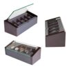 Watch Box Glass Top Lid Herringbone Pattern