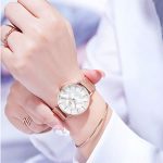 Thin Minimalist Shell Dial Women Watch with Genuine Leather