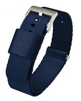 Buckle Seat Belt Nylon Watch Band 20mm Navy Blue