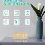Electime Digital Alarm Clock Wooden Clock LED Time Display
