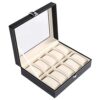Watch Box Display Case Real Glass Organizer Storage