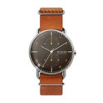Brown Skagen Leather Watch Analog Stainless Steel