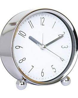 Bedside Alarm Clock Non-tick Round Silent Analog