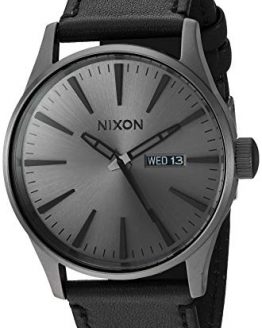 Leather Gunmetal and Black Men’s Watch
