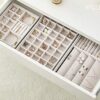 Vlando Gray Jewelry Trays - Stackable Storage for Elegant Organization