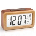 Large LCD Digital Alarm Clock Wooden