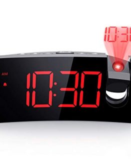 Projection Alarm Clock with USB Phone Charger - Easy-to-Use Digital Clock for Bedrooms