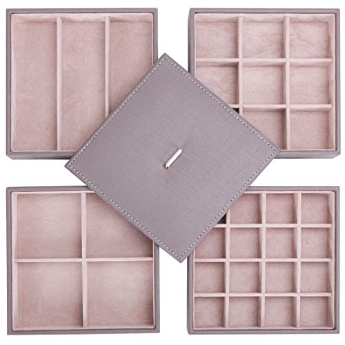 BEWISHOME Jewelry Organizer Tray Stackable Earring Storage