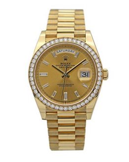 Diamond Bezel Rolex Day-Date 40 President Yellow Watch