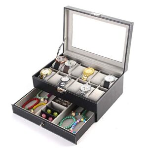 Watch Box Organizer for Jewelry Watch, Rings, Lock