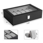 SONGMICS 12-Slot Watch Box, Watch Holder with Glass Lid