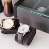 Watch Box Glass Top Lid Herringbone Pattern