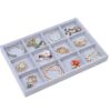 Stylifing Grey Velvet 12 Grid Jewelry Tray Showcase