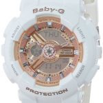 Rose Gold Analog-Digital Watch with White Resin Band Casio