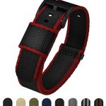 BARTON Jetson 24mm Black / Crimson NATO Style Watch Strap