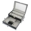12 Slot PU Leather Lockable Watch Storage Box - Elegant Display and Secure Organization
