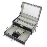 12 Slot PU Leather Lockable Watch Storage Box - Elegant Display and Secure Organization