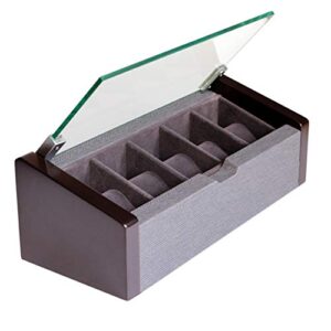 Watch Box Glass Top Lid Herringbone Pattern