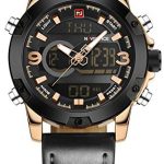 Tonnier Genuine Leather Band Analog Digital LED