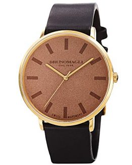 Bruno Magli Unique Black and Brown Italian Leather Dial Strap Watch