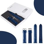 Bamboo Leather Watch Band: Stylish Quick Release Strap for Samsung Gear, Huawei, Moto, Garmin - 22mm Dark Blue