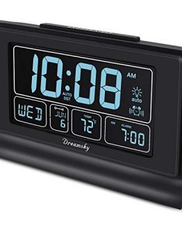 DreamSky Auto Set Digital Alarm Clock with USB Charging Port