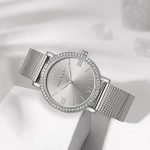 Silver Wrist Watch with Stainless Steel Mesh Strap Ladies