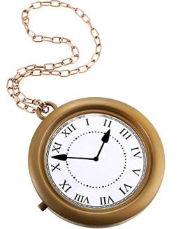 Gold Clock Necklace White Rabbit Clock Hip Hop Rapper Clock