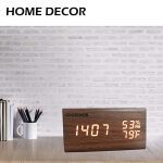 JCHORNOR Wood Digital Alarm Clock, Led Time Display Wooden