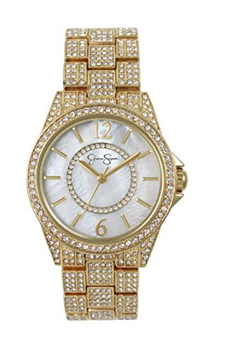 Jessica Simpson Women's Crystal Encrusted Stainless Steel