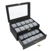 Ikee Design Deluxe Black Watch Display Box with Key Lock