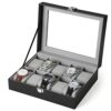 SONGMICS 10-Slot Watch Box, Faux Leather Watch Case