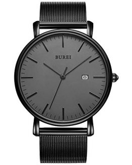 BUREI Wrist Watch Analog Deep Gray