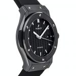 Hublot Classic Fusion Automatic: Pre-Owned Luxury in Black Carbon Fiber Dial and Rubber Strap