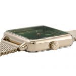 CLUSE LA TÉTRAGONE Mesh Gold Forest Green Women's Watch